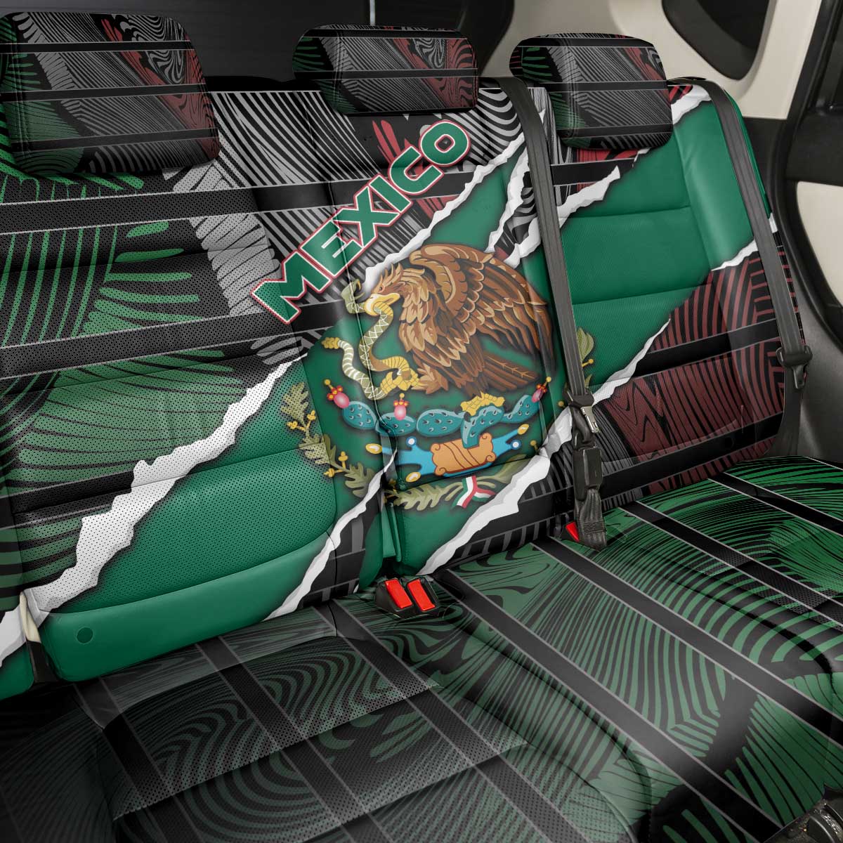 Mexico Back Car Seat Cover Mexican Patriotic Eagle Emblem - Fierce National Pride - Wonder Print Shop