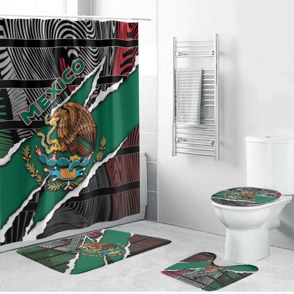 Mexico Bathroom Set Mexican Patriotic Eagle Emblem - Fierce National Pride - Wonder Print Shop
