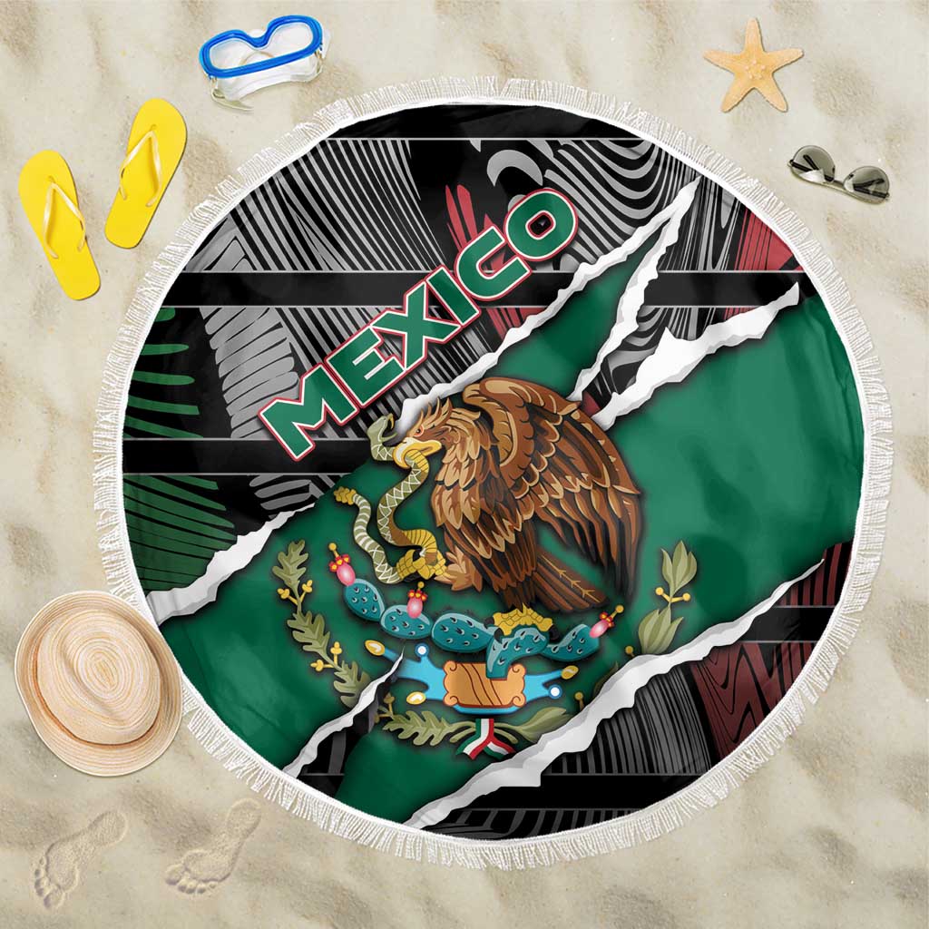 Mexico Beach Blanket Mexican Patriotic Eagle Emblem - Fierce National Pride - Wonder Print Shop