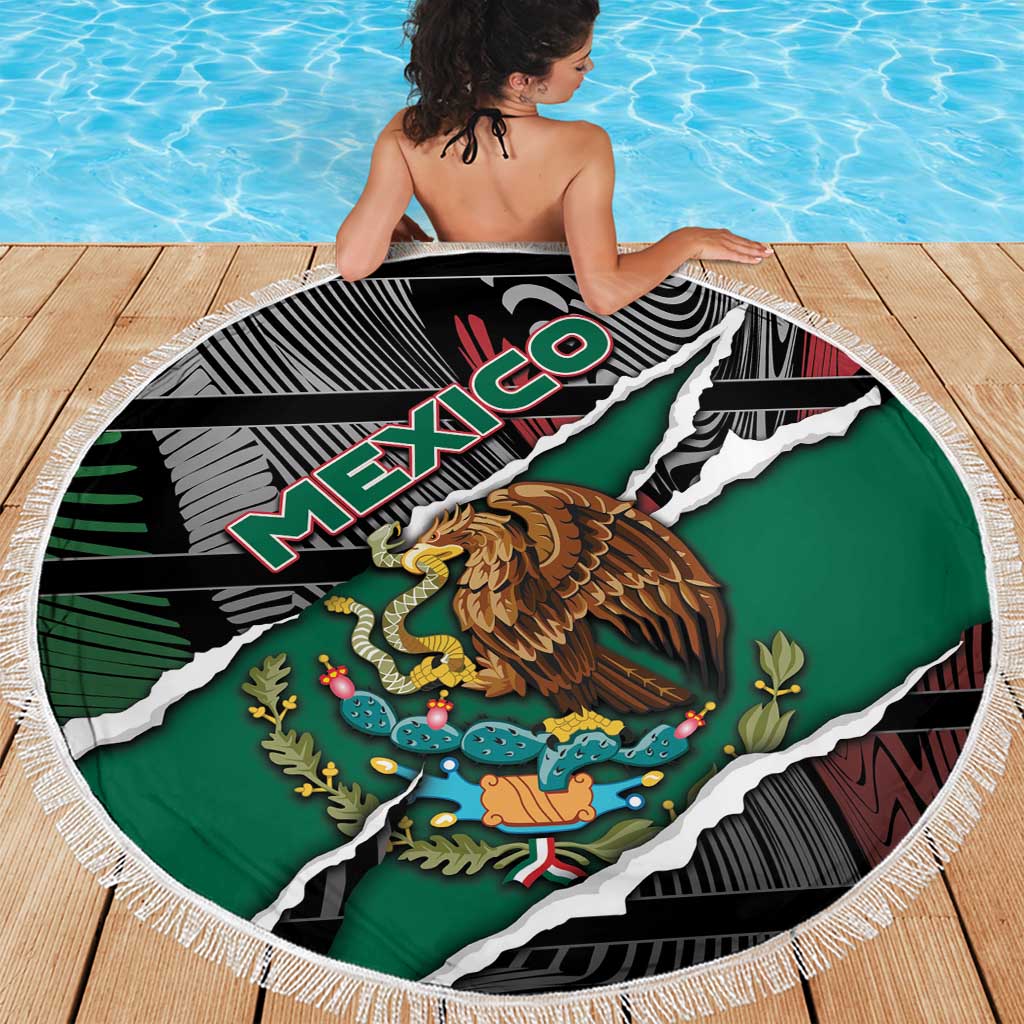Mexico Beach Blanket Mexican Patriotic Eagle Emblem - Fierce National Pride - Wonder Print Shop