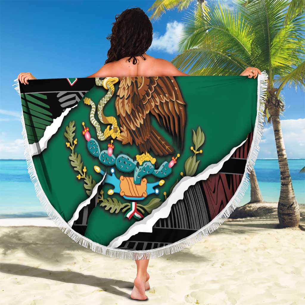 Mexico Beach Blanket Mexican Patriotic Eagle Emblem - Fierce National Pride - Wonder Print Shop