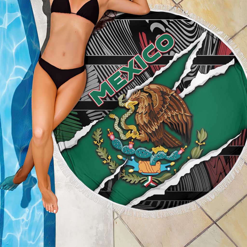Mexico Beach Blanket Mexican Patriotic Eagle Emblem - Fierce National Pride - Wonder Print Shop