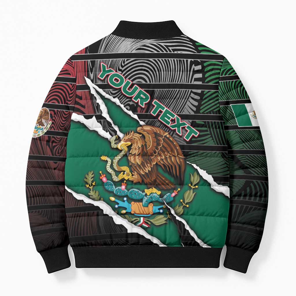 Personalized Mexico Bomber Puffer Jacket Mexican Patriotic Eagle Emblem - Fierce National Pride - Wonder Print Shop