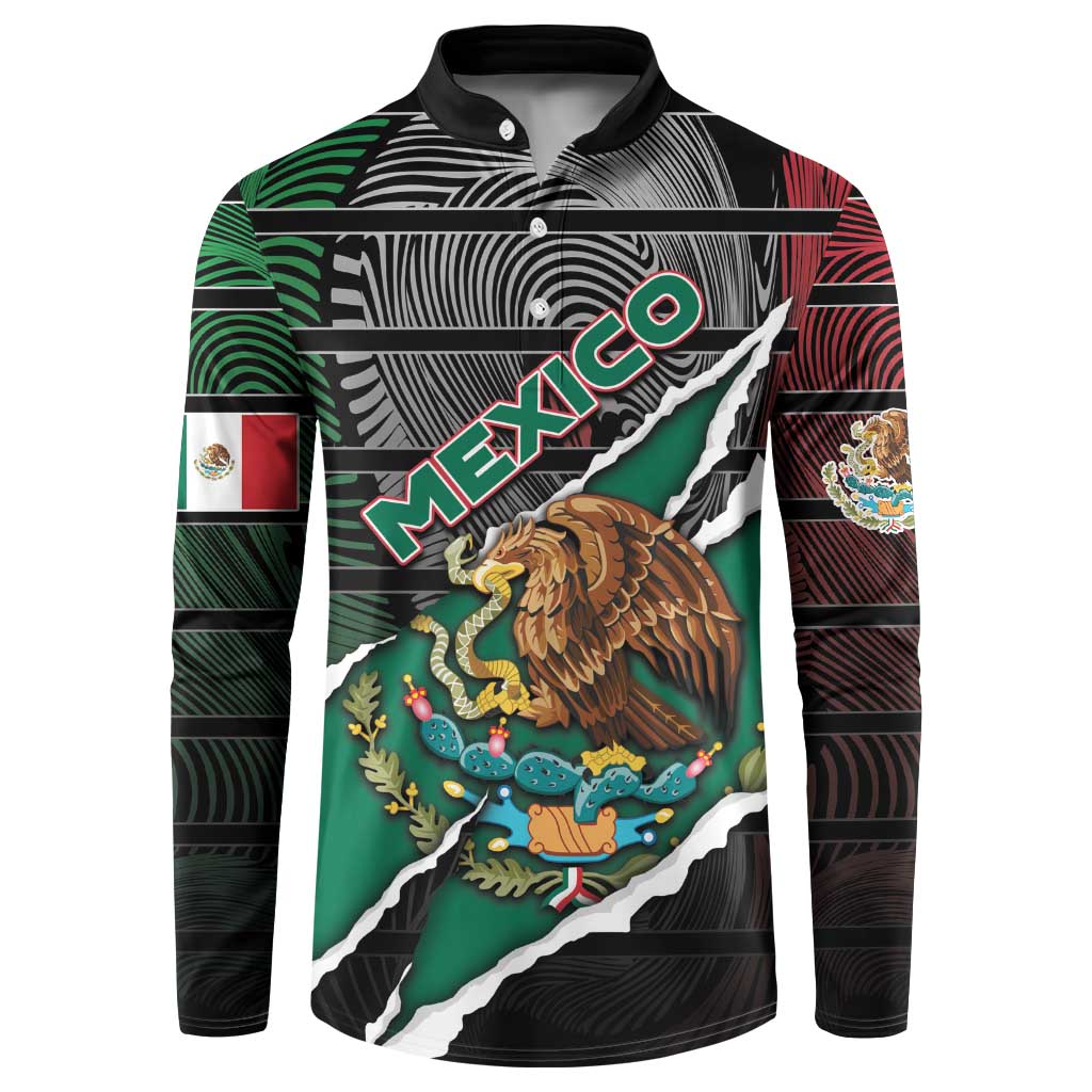 Personalized Mexico Button Sweatshirt Mexican Patriotic Eagle Emblem - Fierce National Pride - Wonder Print Shop