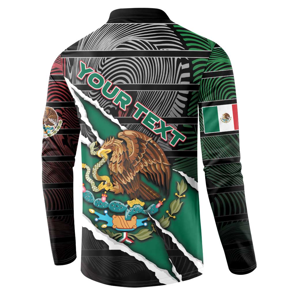Personalized Mexico Button Sweatshirt Mexican Patriotic Eagle Emblem - Fierce National Pride - Wonder Print Shop