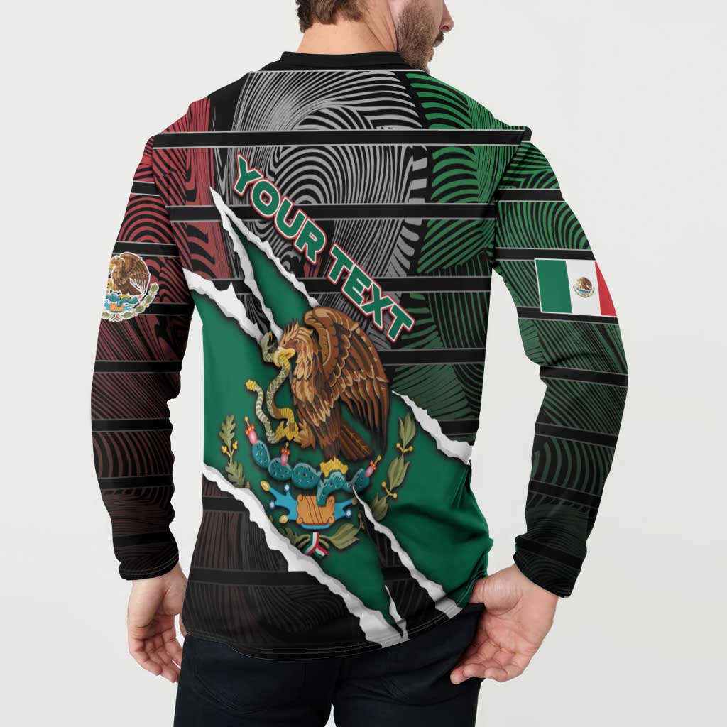 Personalized Mexico Button Sweatshirt Mexican Patriotic Eagle Emblem - Fierce National Pride - Wonder Print Shop