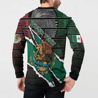 Personalized Mexico Button Sweatshirt Mexican Patriotic Eagle Emblem - Fierce National Pride - Wonder Print Shop