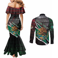 Personalized Mexico Couples Matching Mermaid Dress and Long Sleeve Button Shirt Mexican Patriotic Eagle Emblem - Fierce National Pride - Wonder Print Shop