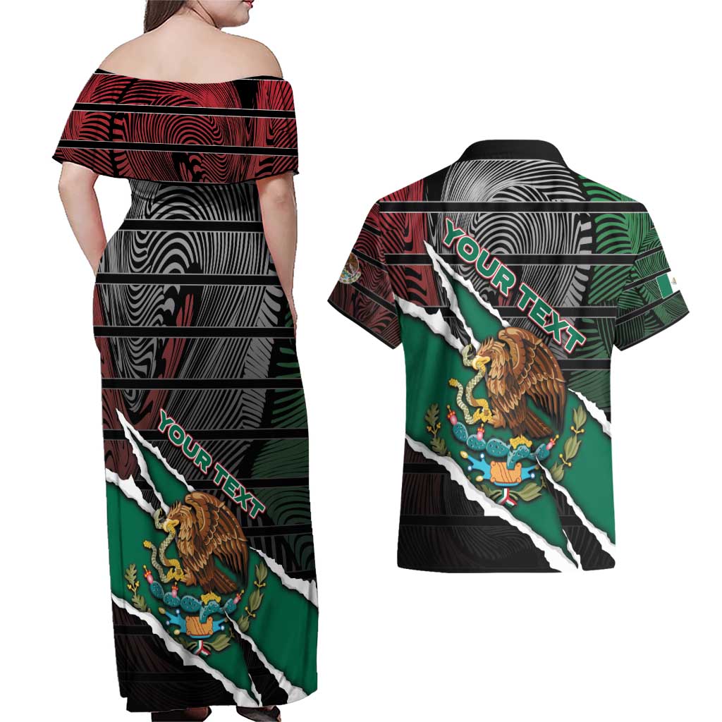 Personalized Mexico Couples Matching Off Shoulder Maxi Dress and Hawaiian Shirt Mexican Patriotic Eagle Emblem - Fierce National Pride - Wonder Print Shop