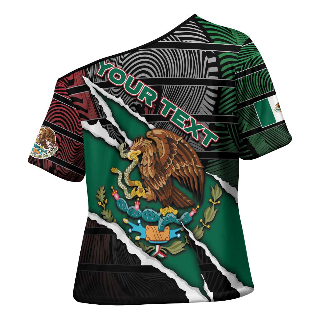 Personalized Mexico Cross Shoulder Shirt Mexican Patriotic Eagle Emblem - Fierce National Pride - Wonder Print Shop