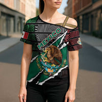 Personalized Mexico Cross Shoulder Shirt Mexican Patriotic Eagle Emblem - Fierce National Pride - Wonder Print Shop