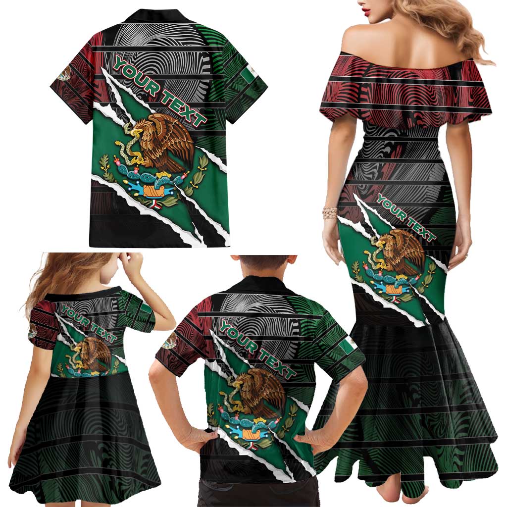 Personalized Mexico Family Matching Mermaid Dress and Hawaiian Shirt Mexican Patriotic Eagle Emblem - Fierce National Pride - Wonder Print Shop