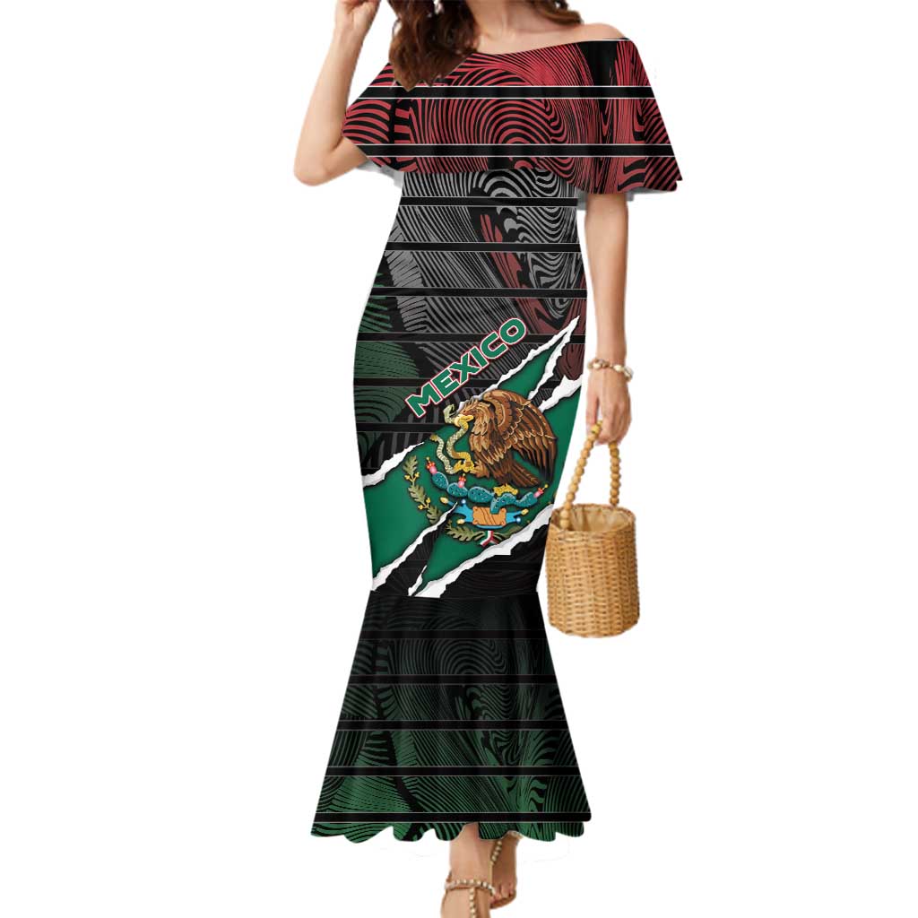 Personalized Mexico Family Matching Mermaid Dress and Hawaiian Shirt Mexican Patriotic Eagle Emblem - Fierce National Pride - Wonder Print Shop