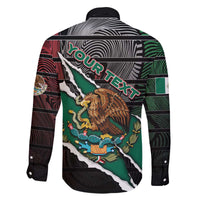 Personalized Mexico Family Matching Off The Shoulder Long Sleeve Dress and Hawaiian Shirt Mexican Patriotic Eagle Emblem - Fierce National Pride - Wonder Print Shop