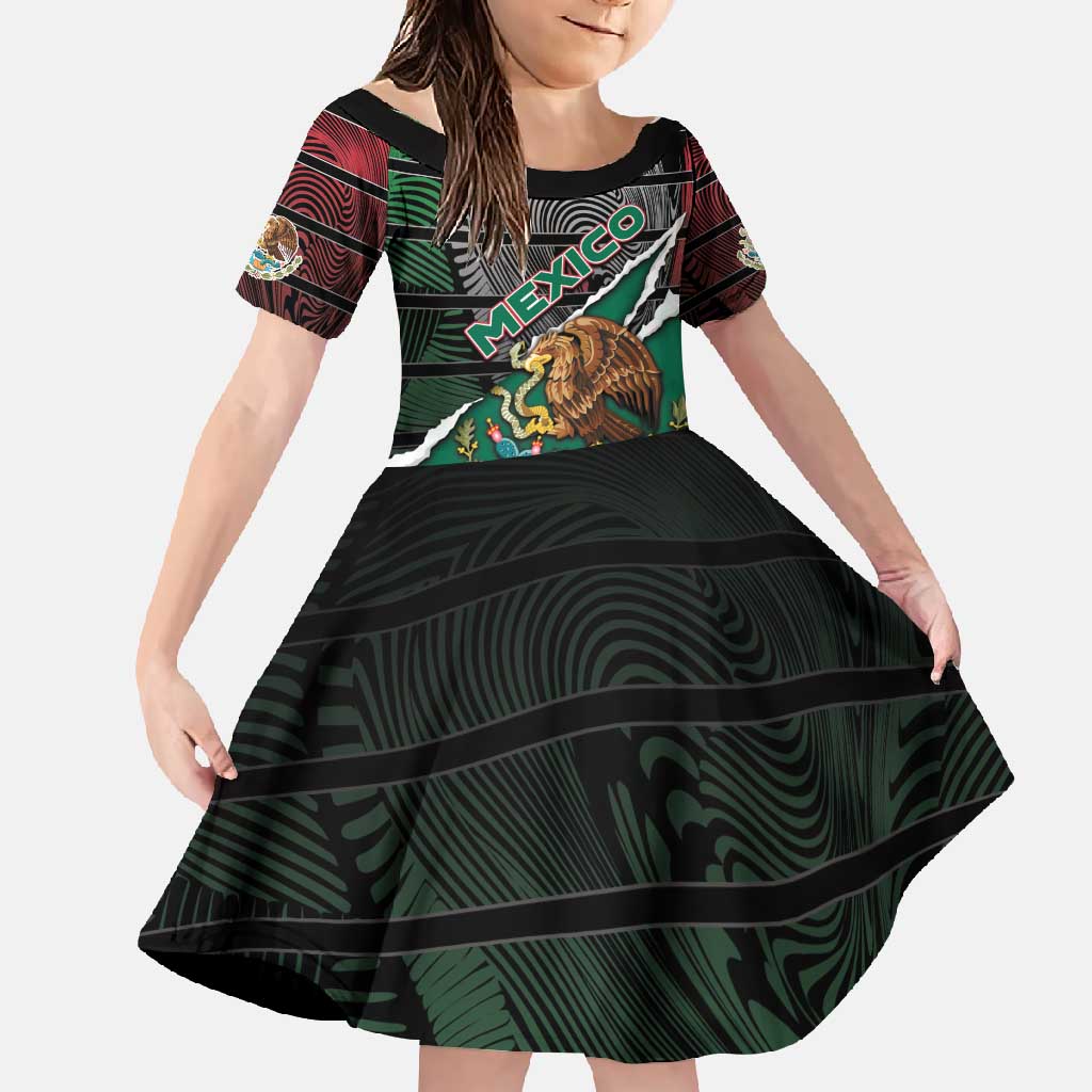 Personalized Mexico Family Matching Off Shoulder Maxi Dress and Hawaiian Shirt Mexican Patriotic Eagle Emblem - Fierce National Pride - Wonder Print Shop