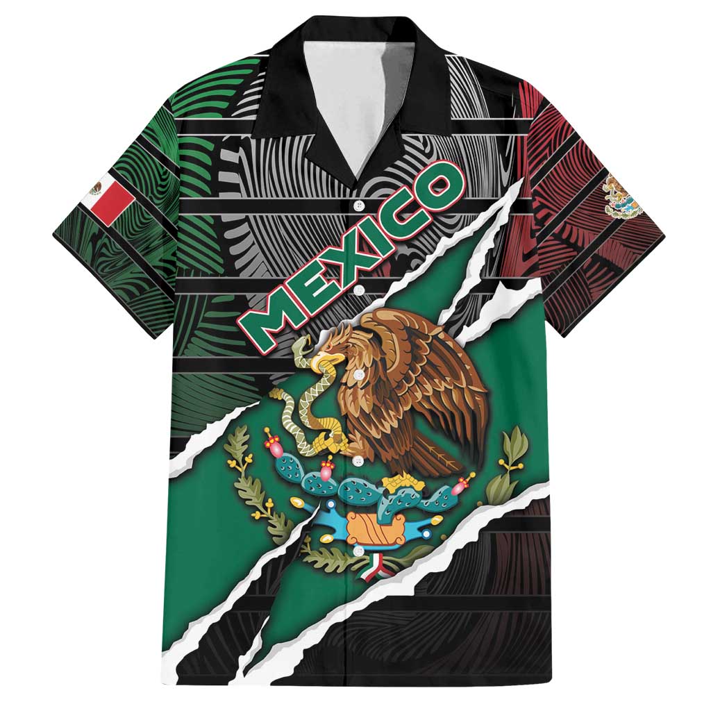 Personalized Mexico Family Matching Off Shoulder Maxi Dress and Hawaiian Shirt Mexican Patriotic Eagle Emblem - Fierce National Pride - Wonder Print Shop