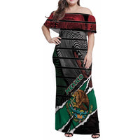 Personalized Mexico Family Matching Off Shoulder Maxi Dress and Hawaiian Shirt Mexican Patriotic Eagle Emblem - Fierce National Pride - Wonder Print Shop