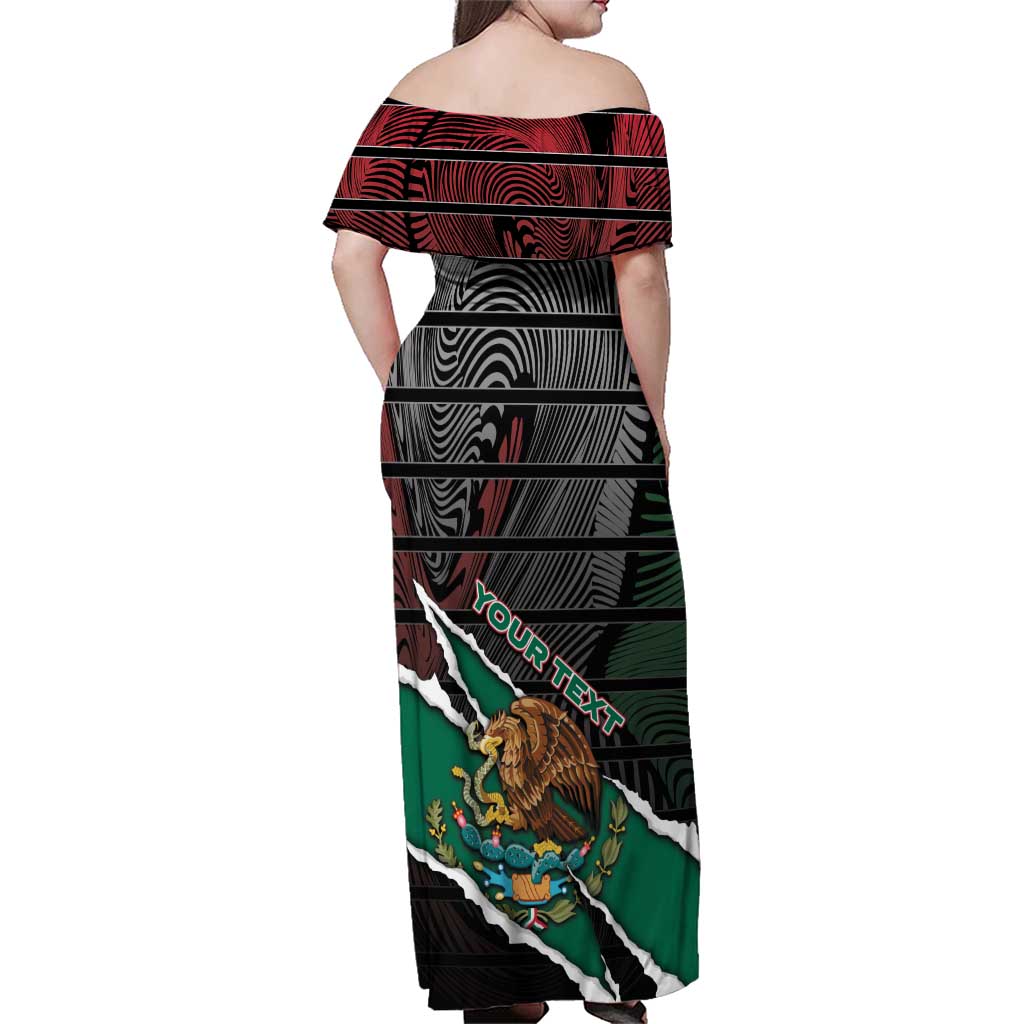 Personalized Mexico Family Matching Off Shoulder Maxi Dress and Hawaiian Shirt Mexican Patriotic Eagle Emblem - Fierce National Pride - Wonder Print Shop