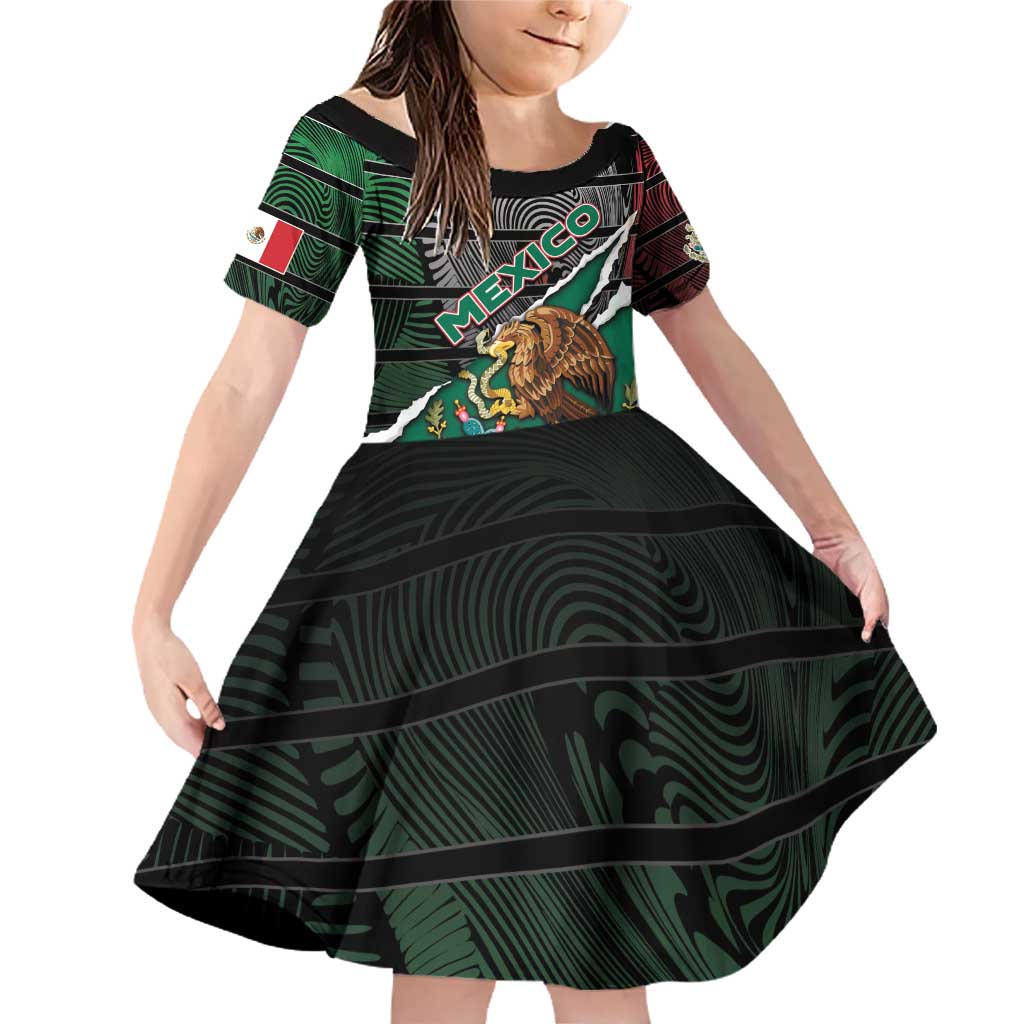 Personalized Mexico Family Matching Off Shoulder Short Dress and Hawaiian Shirt Mexican Patriotic Eagle Emblem - Fierce National Pride - Wonder Print Shop