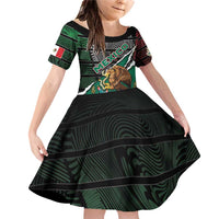 Personalized Mexico Family Matching Off Shoulder Short Dress and Hawaiian Shirt Mexican Patriotic Eagle Emblem - Fierce National Pride - Wonder Print Shop