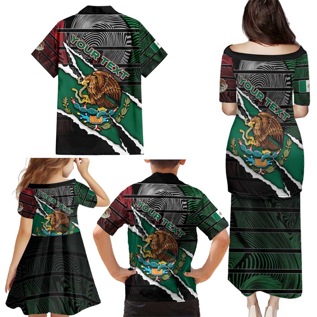 Personalized Mexico Family Matching Puletasi and Hawaiian Shirt Mexican Patriotic Eagle Emblem - Fierce National Pride - Wonder Print Shop