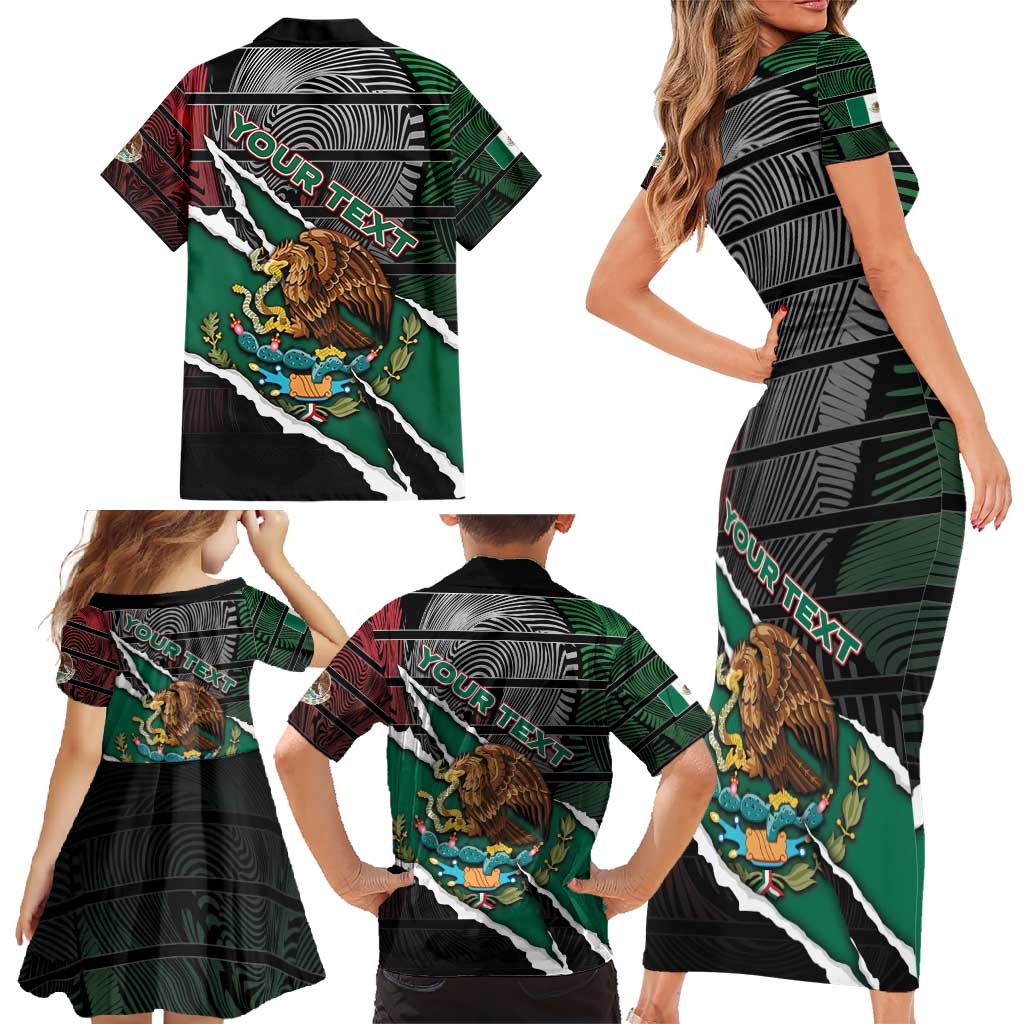 Personalized Mexico Family Matching Short Sleeve Bodycon Dress and Hawaiian Shirt Mexican Patriotic Eagle Emblem - Fierce National Pride - Wonder Print Shop