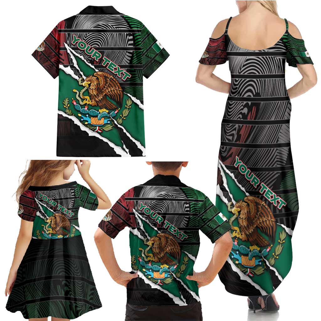 Personalized Mexico Family Matching Summer Maxi Dress and Hawaiian Shirt Mexican Patriotic Eagle Emblem - Fierce National Pride - Wonder Print Shop
