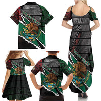 Personalized Mexico Family Matching Summer Maxi Dress and Hawaiian Shirt Mexican Patriotic Eagle Emblem - Fierce National Pride - Wonder Print Shop
