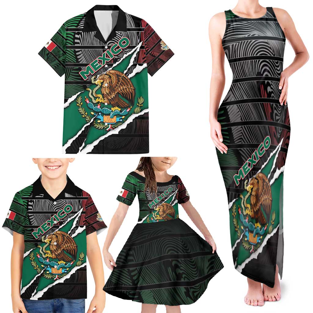 Personalized Mexico Family Matching Tank Maxi Dress and Hawaiian Shirt Mexican Patriotic Eagle Emblem - Fierce National Pride - Wonder Print Shop