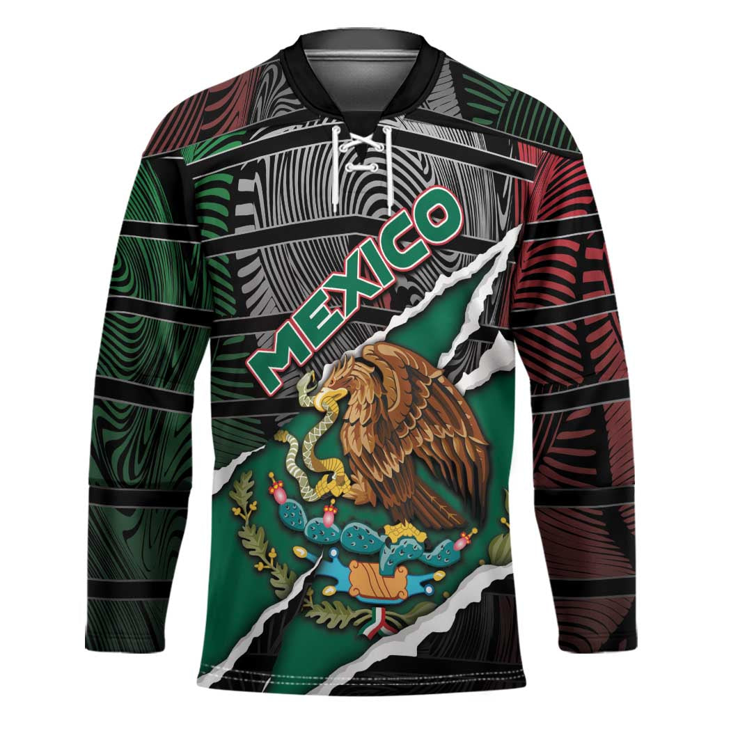 Personalized Mexico Hockey Jersey Mexican Patriotic Eagle Emblem - Fierce National Pride - Wonder Print Shop
