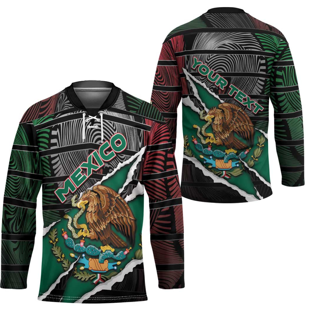 Personalized Mexico Hockey Jersey Mexican Patriotic Eagle Emblem - Fierce National Pride - Wonder Print Shop