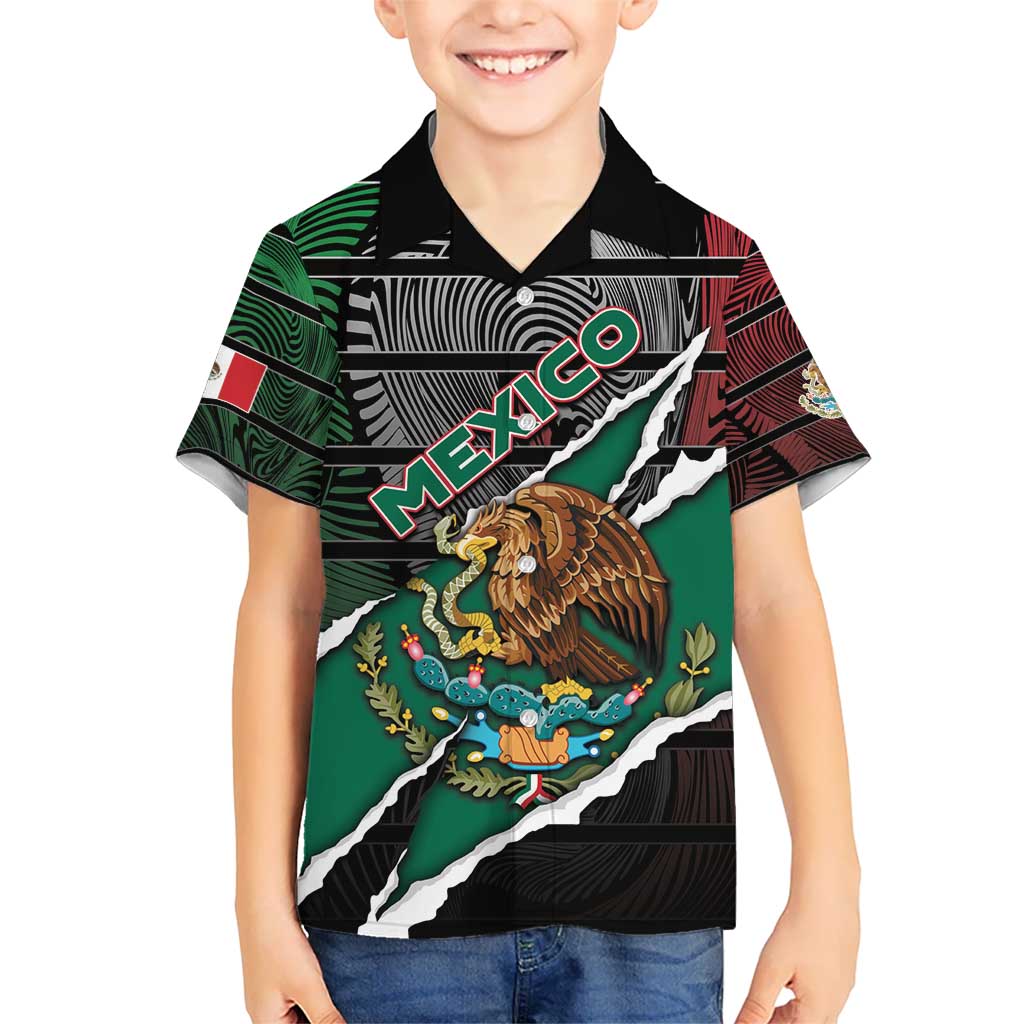 Personalized Mexico Kid Hawaiian Shirt Mexican Patriotic Eagle Emblem - Fierce National Pride - Wonder Print Shop