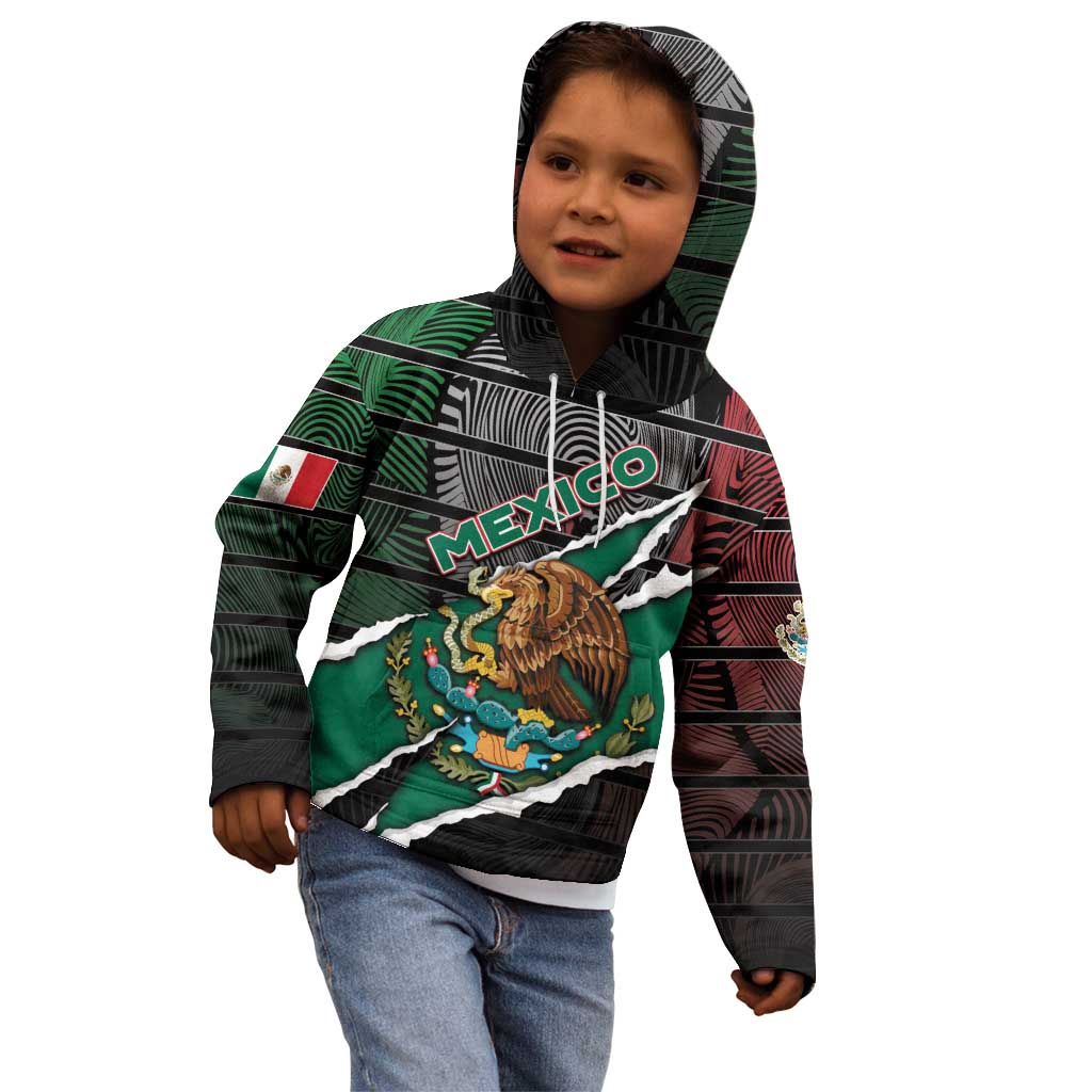 Personalized Mexico Kid Hoodie Mexican Patriotic Eagle Emblem - Fierce National Pride - Wonder Print Shop