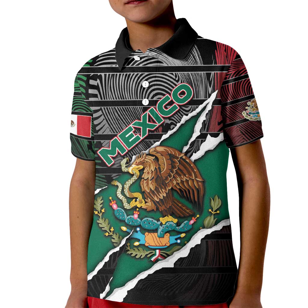 Personalized Mexico Kid Polo Shirt Mexican Patriotic Eagle Emblem - Fierce National Pride - Wonder Print Shop