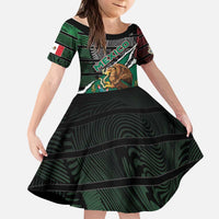 Personalized Mexico Kid Short Sleeve Dress Mexican Patriotic Eagle Emblem - Fierce National Pride - Wonder Print Shop