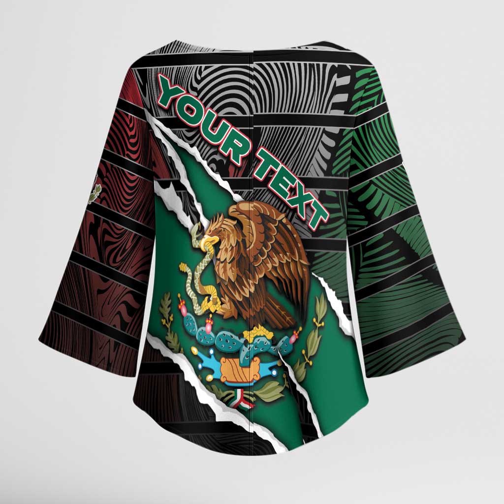 Personalized Mexico Kimono Sleeve Blouse Mexican Patriotic Eagle Emblem - Fierce National Pride - Wonder Print Shop