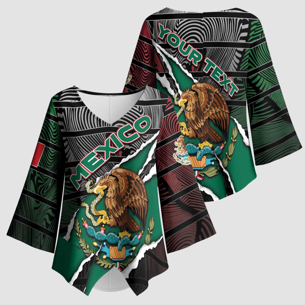 Personalized Mexico Kimono Sleeve Blouse Mexican Patriotic Eagle Emblem - Fierce National Pride - Wonder Print Shop