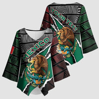 Personalized Mexico Kimono Sleeve Blouse Mexican Patriotic Eagle Emblem - Fierce National Pride - Wonder Print Shop