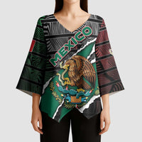 Personalized Mexico Kimono Sleeve Blouse Mexican Patriotic Eagle Emblem - Fierce National Pride - Wonder Print Shop