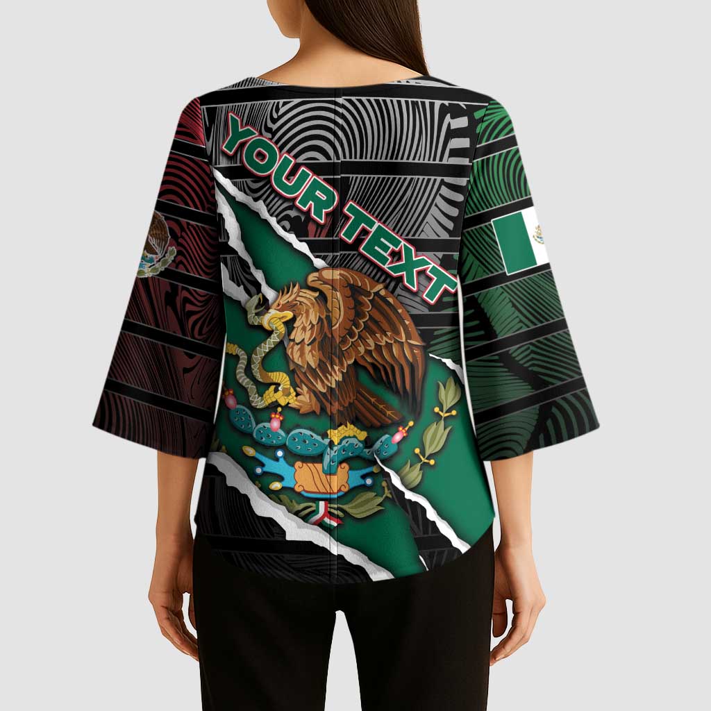 Personalized Mexico Kimono Sleeve Blouse Mexican Patriotic Eagle Emblem - Fierce National Pride - Wonder Print Shop