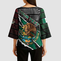 Personalized Mexico Kimono Sleeve Blouse Mexican Patriotic Eagle Emblem - Fierce National Pride - Wonder Print Shop