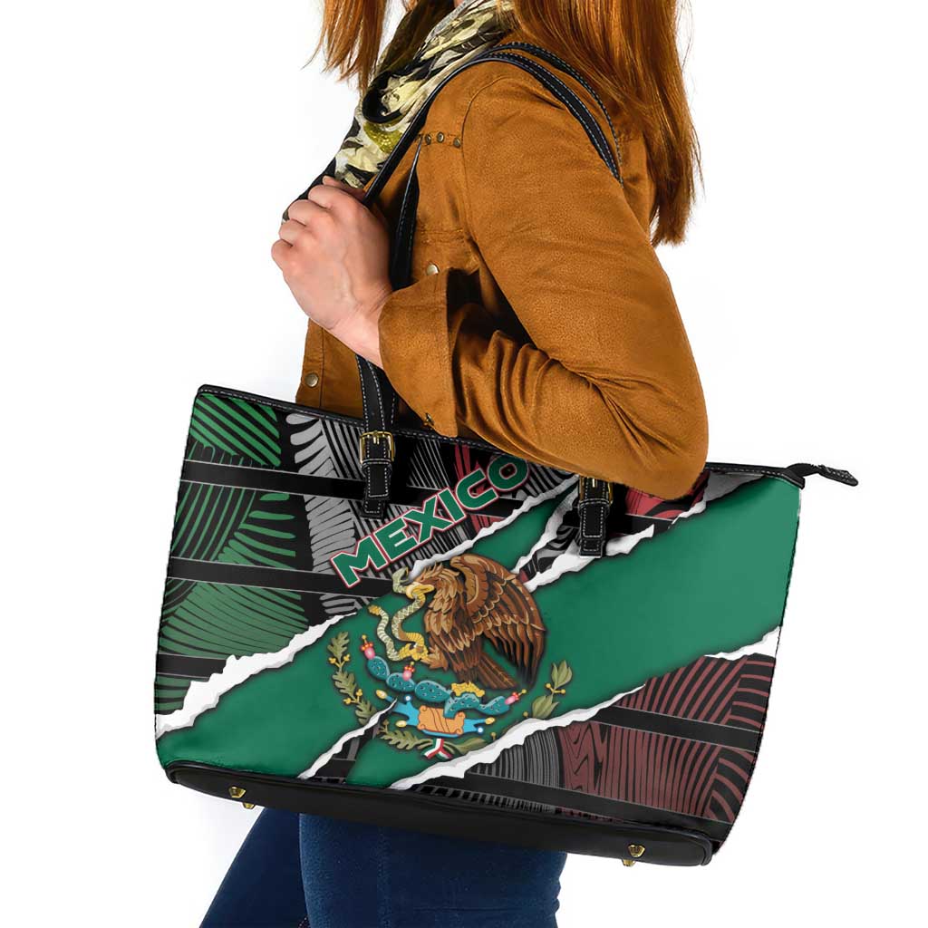 Mexico Leather Tote Bag Mexican Patriotic Eagle Emblem - Fierce National Pride - Wonder Print Shop
