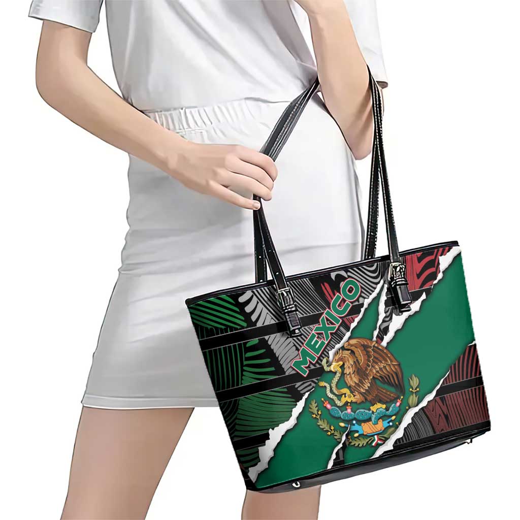 Mexico Leather Tote Bag Mexican Patriotic Eagle Emblem - Fierce National Pride - Wonder Print Shop