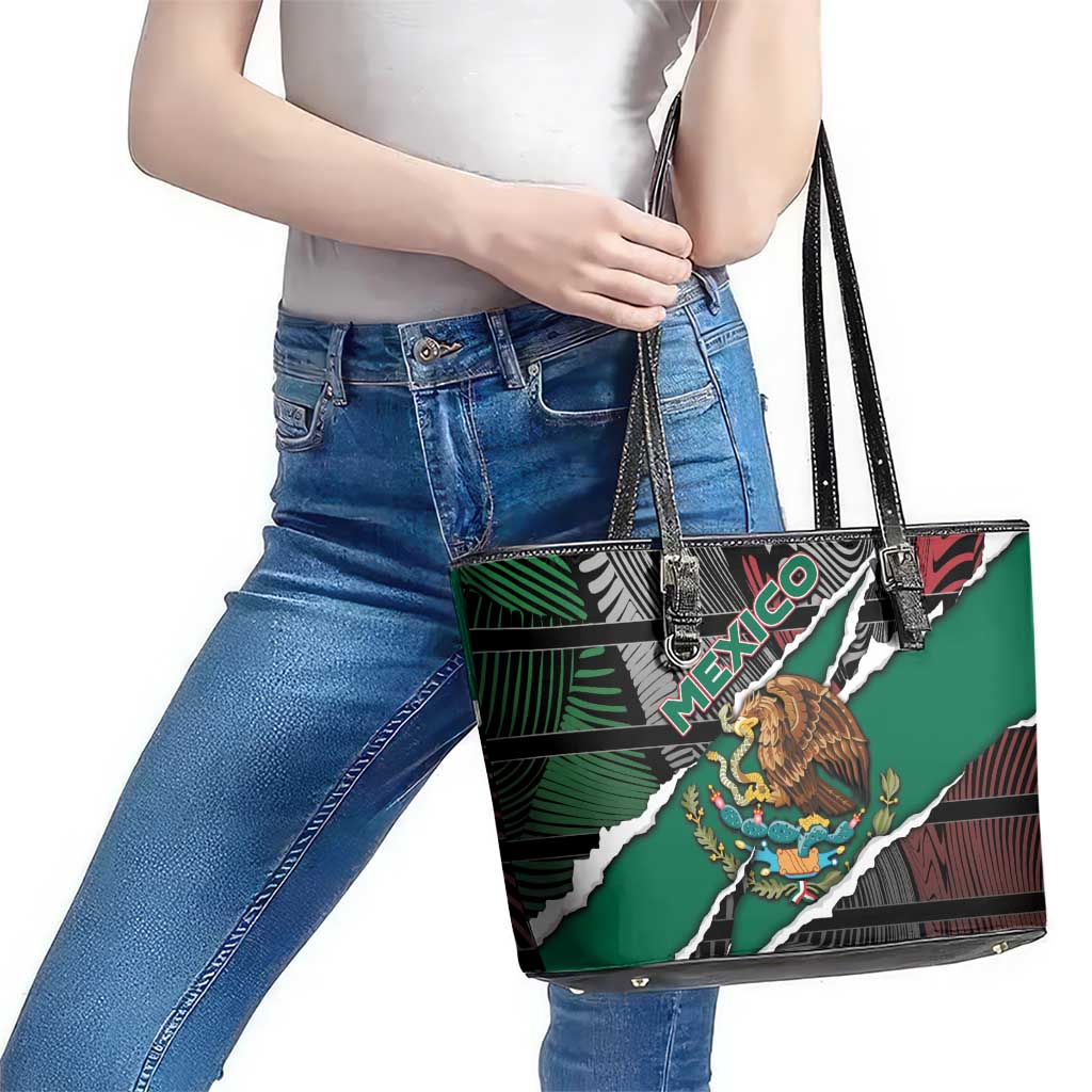 Mexico Leather Tote Bag Mexican Patriotic Eagle Emblem - Fierce National Pride - Wonder Print Shop