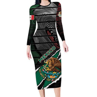 Personalized Mexico Long Sleeve Bodycon Dress Mexican Patriotic Eagle Emblem - Fierce National Pride - Wonder Print Shop