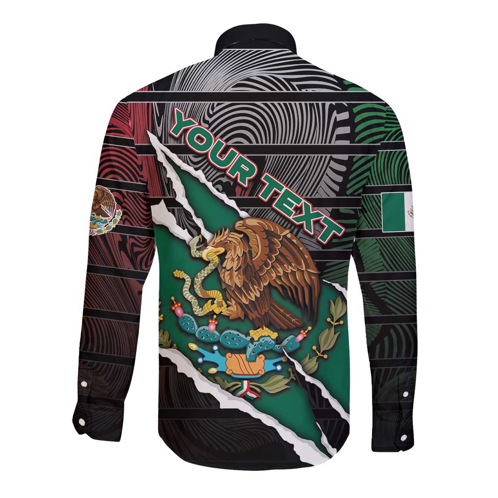 Personalized Mexico Long Sleeve Button Shirt Mexican Patriotic Eagle Emblem - Fierce National Pride - Wonder Print Shop