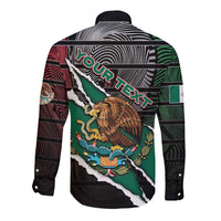 Personalized Mexico Long Sleeve Button Shirt Mexican Patriotic Eagle Emblem - Fierce National Pride - Wonder Print Shop