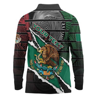 Personalized Mexico Long Sleeve Polo Shirt Mexican Patriotic Eagle Emblem - Fierce National Pride - Wonder Print Shop