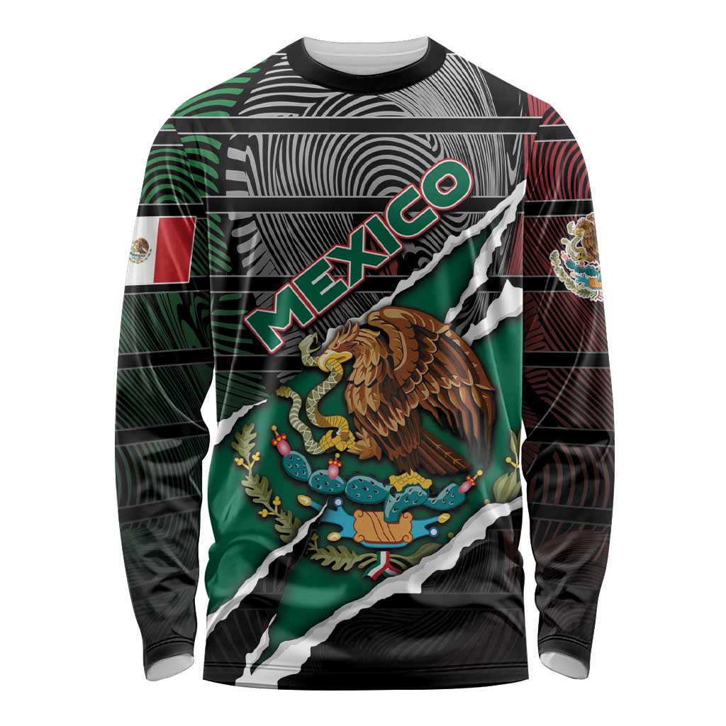 Personalized Mexico Long Sleeve Shirt Mexican Patriotic Eagle Emblem - Fierce National Pride - Wonder Print Shop