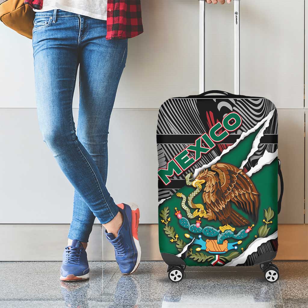Mexico Luggage Cover Mexican Patriotic Eagle Emblem - Fierce National Pride - Wonder Print Shop